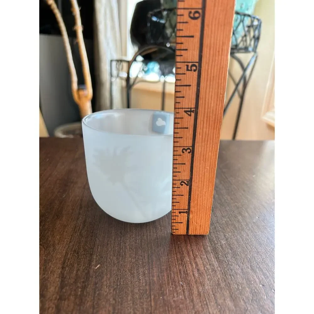 Leonardo frosted white glass votive holder small vase palm tree